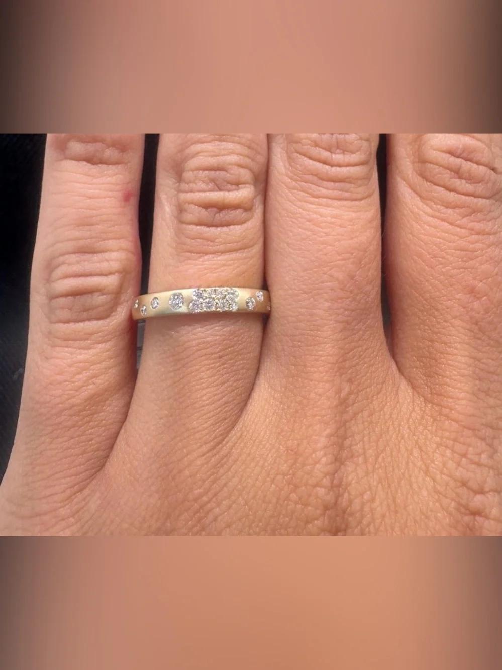 14K Yellow Gold Sandblast natural Diamond Band 0.21 CTW Size 6.5